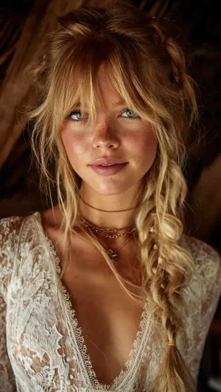 Butterfly Bangs with Fishtail Braid - Butterfly bangs