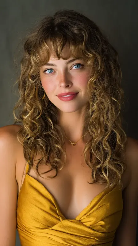 Butterfly Bangs with Glamorous Curls - Butterfly bangs