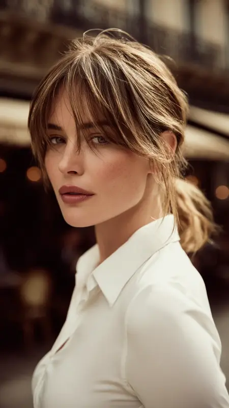 Butterfly Bangs with Low Ponytail - Butterfly bangs