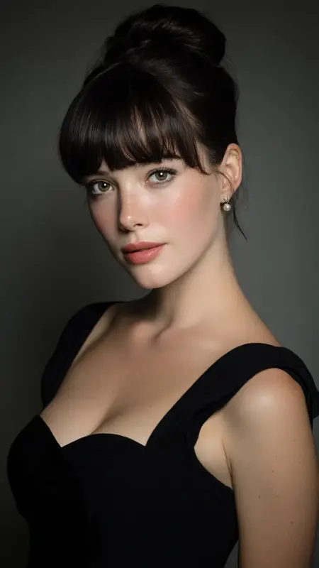 Butterfly Bangs with Polished Chignon - Butterfly bangs