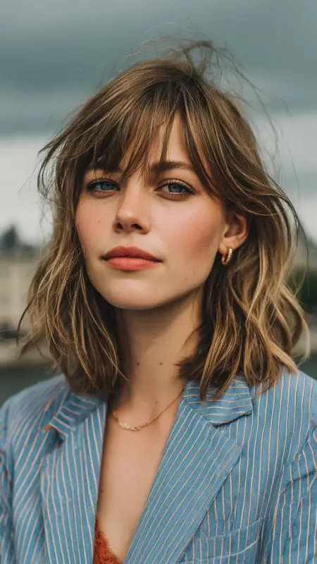 Butterfly Bangs with Tousled Lob - Butterfly bangs