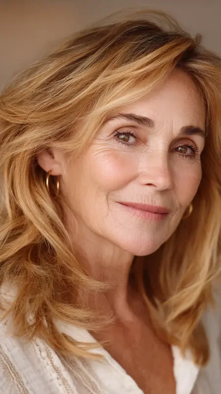 Champagne Babylights on Blunt Lob - hair color ideas for women over 70