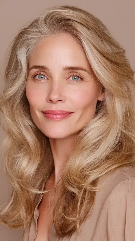 Champagne Blonde with Soft Lowlights - Hair color ideas for women over 50