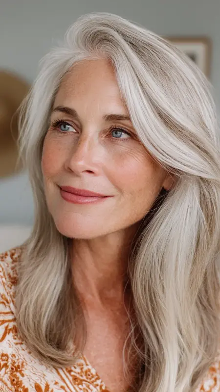 Champagne Blonde Swept-Back Updo - Hair color ideas for women over 50
