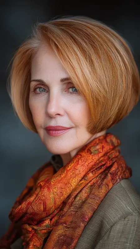 Chin-Length Blunt Bob - Hairstyles for women over 70 with fine hair