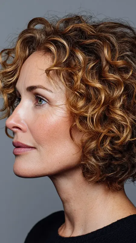 Chin-Length Curly Bob - Short hairstyles for women over 60 with wavy hair