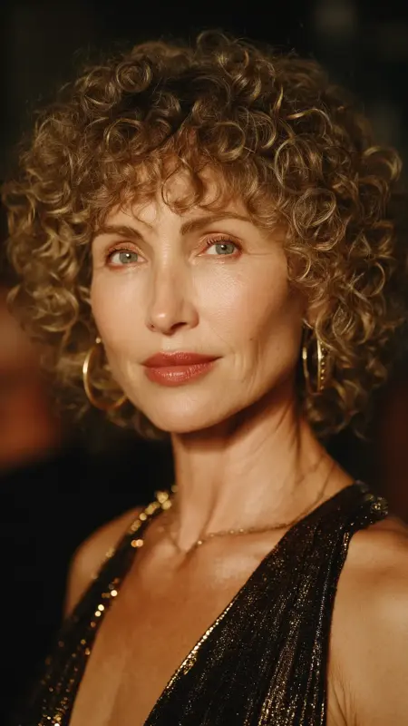 Chin-Length Wavy Bob with Highlights - Short Curly Haircuts For Women Over 50