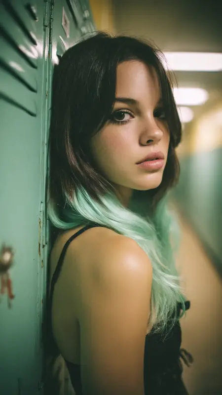 Chin-Length Wet-Look Curls - Hair color ideas for students