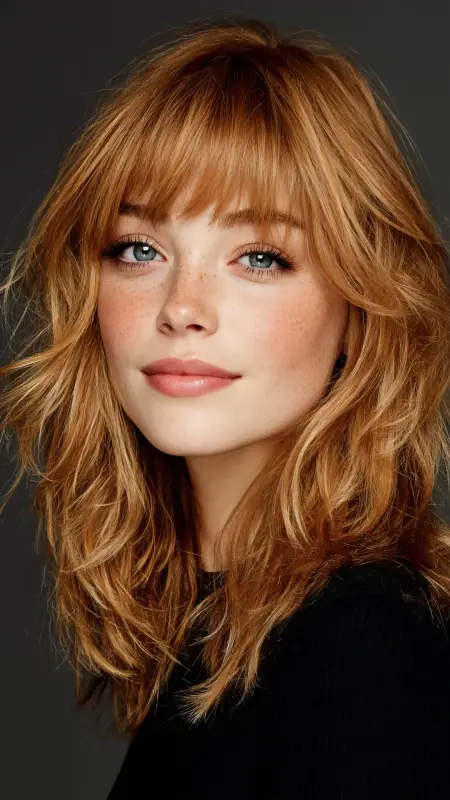 Choppy Lob with Side Part - Medium length haircut for round faces