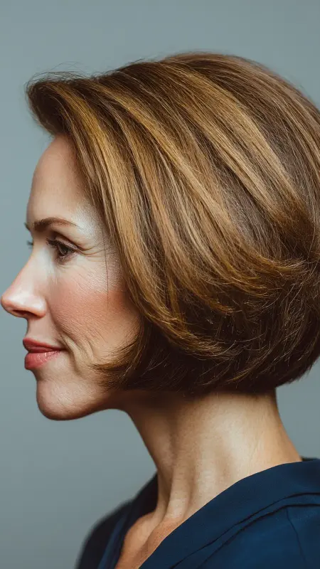Classic Center Split - Platinum - Medium Length Bob Haircuts For Women Over 50