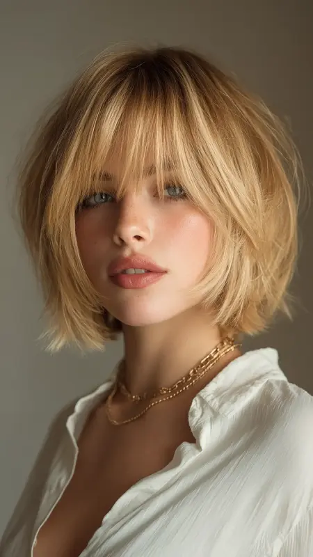 Classic Dark Brown with Auburn Ends - Feathered Bob Hairstyles