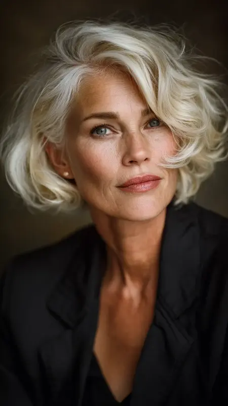 Classic Long Straight Cut with Middle Part - Short hairstyles for women over 60 with wavy hair