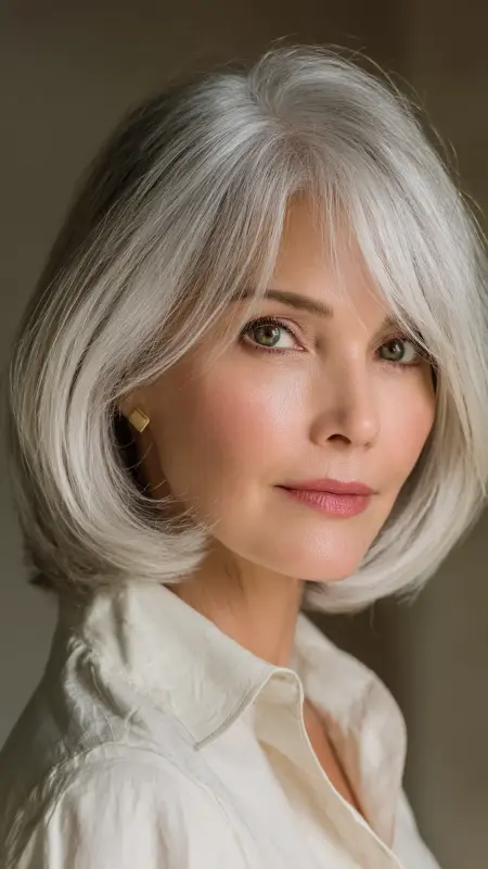 Classic Shoulder-Length Bob with Layers - Medium length haircuts for women over 50