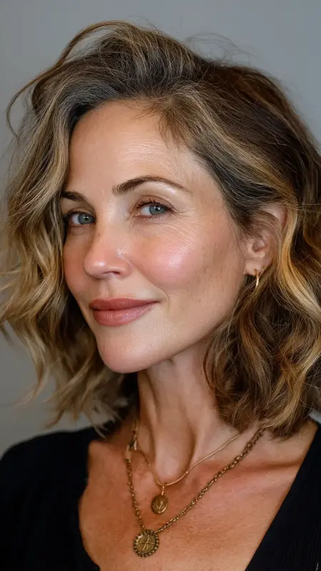Collarbone Cut with Blunt Bangs - Medium length haircuts for women over 50