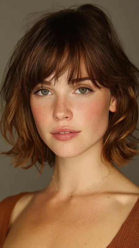 Collarbone Cut with Voluminous Blowout - Medium length haircut for round faces