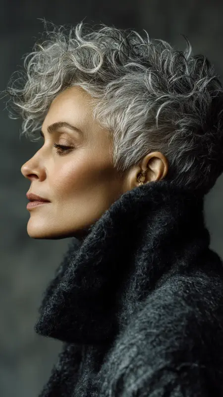 Cropped Curls with Layered Volume - Short hairstyles for women over 60 with wavy hair