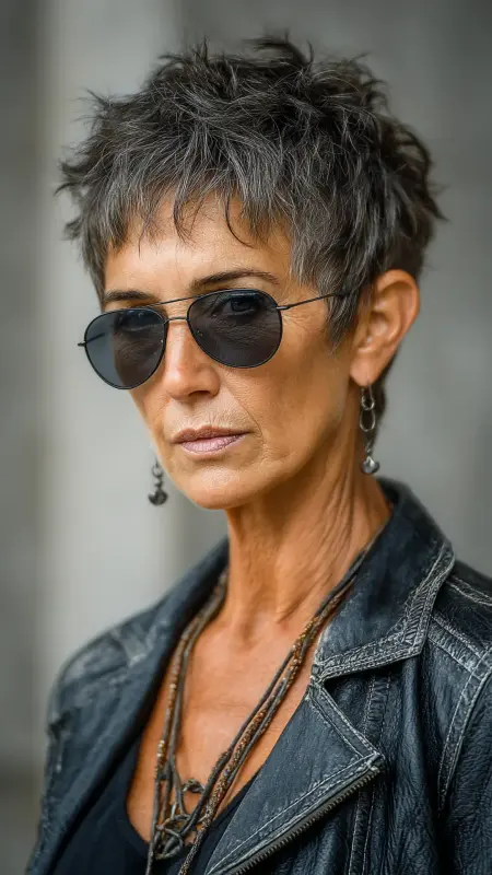 Cropped Pixie with Undercut - Short pixie hairstyles for older women