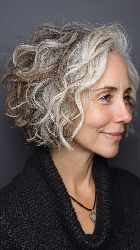Curly Bob with Layers - bob haircuts for women over 60 with fine hair