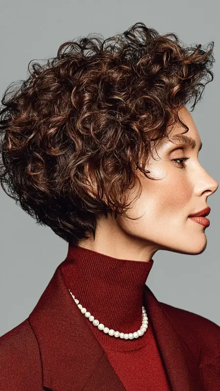 Curly Bob with Tapered Neckline - Hairstyles For Women Over 60 With Curly Hair