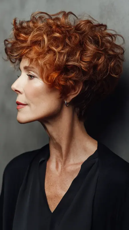 Curly Bowl Cut with Soft Edge - Short Curly Haircuts For Women Over 50