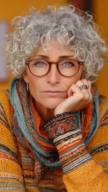 Curly Crop with Soft Bangs -  hairstyles for women over 70 with bangs 