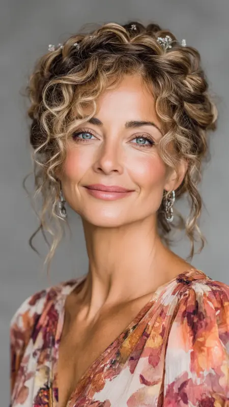 Curly Crown Braid - Hairstyles For Women Over 60 With Curly Hair