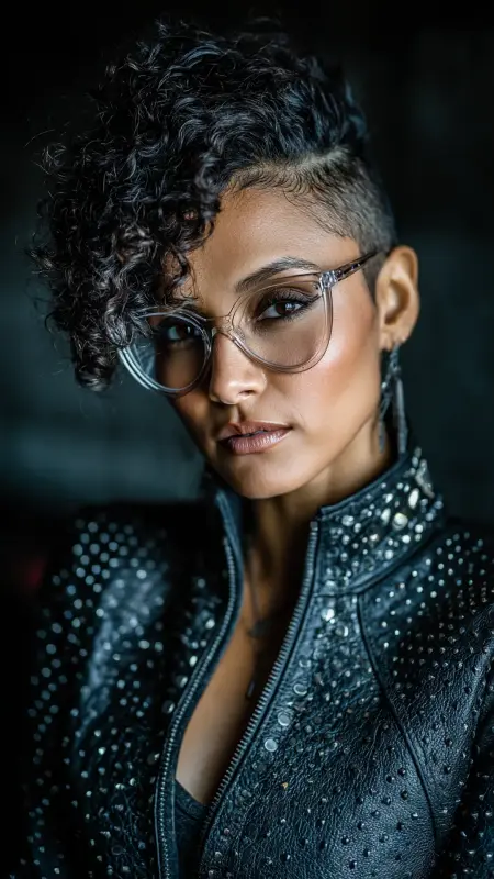 Curly Faux Hawk - short curly hair with glasses