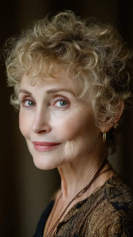 Curly Feminine Pixie - Pixie hairstyles for older women over 60