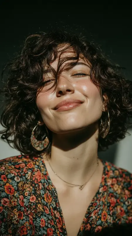 Curly Inverted Bob with Defined Curls -  Inverted Bob Haircuts For Fine Hair 