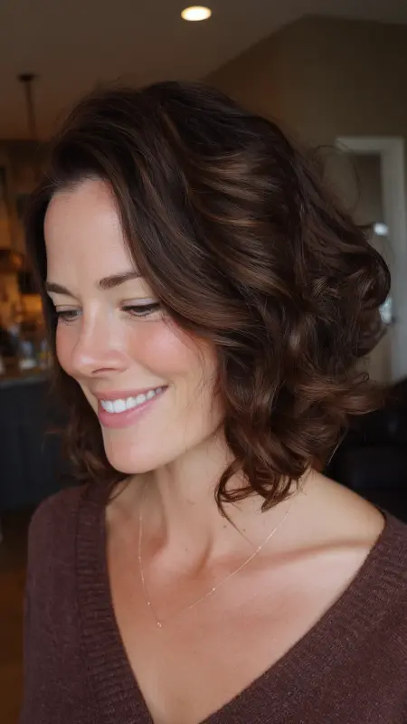 Curly Lob Long Bob with Side Part - Short Curly Haircuts For Women Over 50