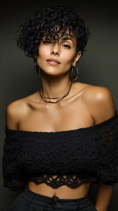 Curly Pixie Crochet with Side Part - short crochet hairstyles
