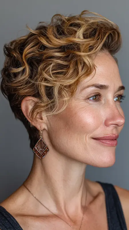 Curly Pixie Cut -  Pixie Cut Hairstyles For Older Women 