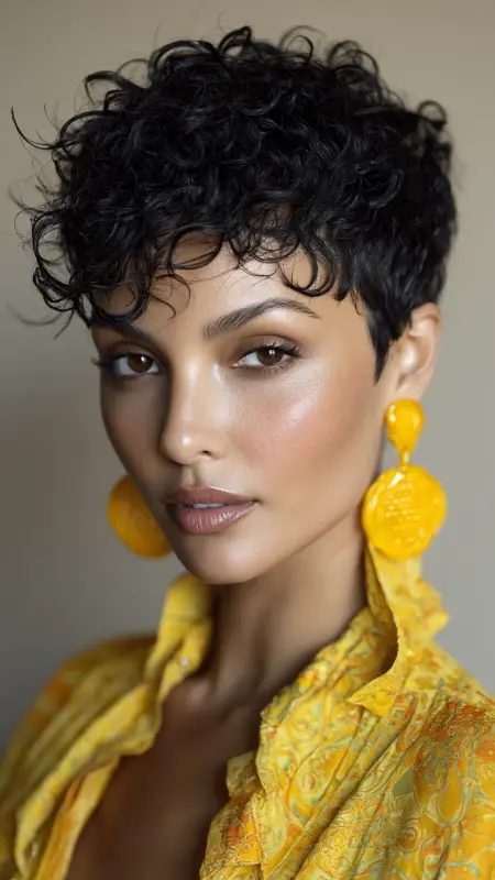 Curly Pixie with Baby Hair Edges -  Short pixie haircuts for curly hair 