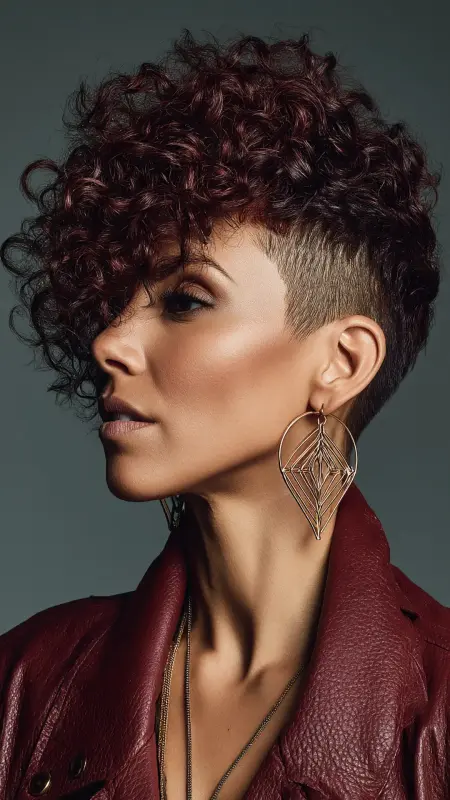 Curly Pixie with Hidden Undercut - Short curly pixie haircuts