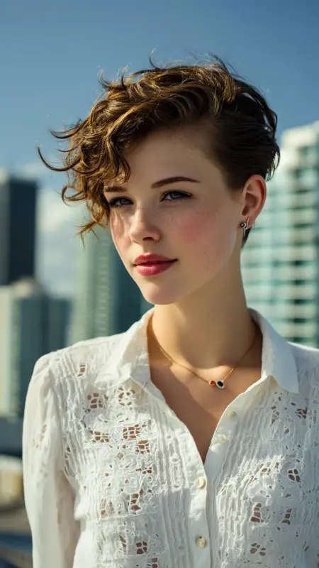 Curly Pixie with Long Top Layers - Permed pixie hairstyles