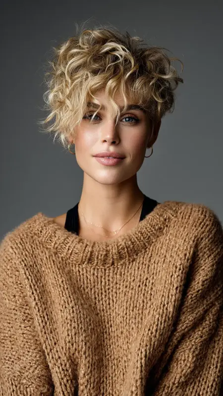 Curly Pixie with Shadow Root - Short curly pixie haircuts
