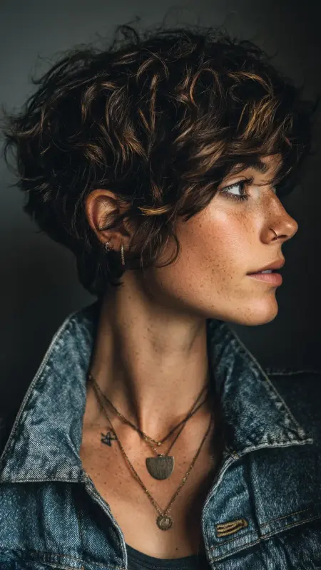 Curly Pixie with Undone Texture - Short curly pixie haircuts
