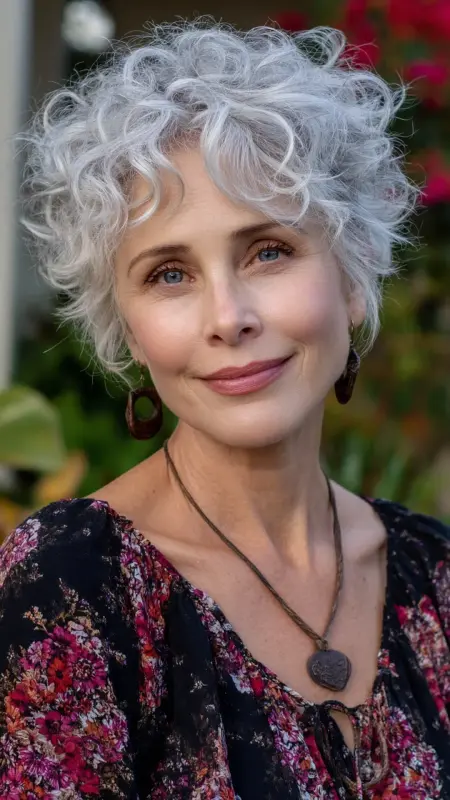 Curly Pixie with Volume - pixie haircuts for women over 60