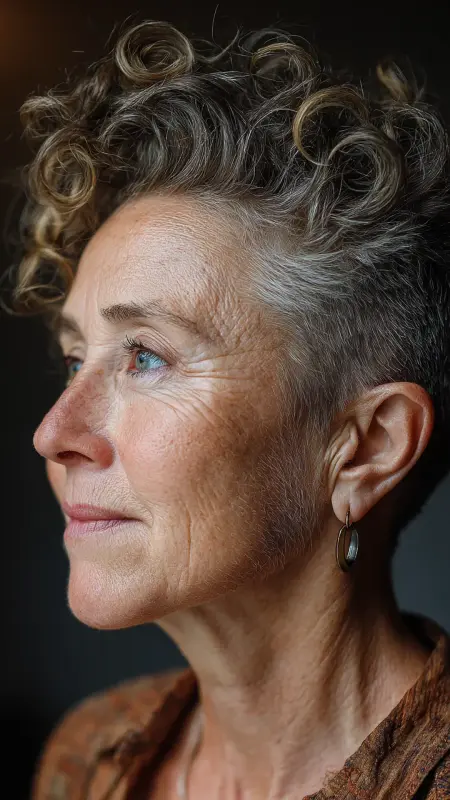 Curly Pompadour Pixie - Short Curly Haircuts For Women Over 50