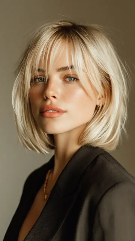 Curtain Bangs with Blunt Bob - Face framing curtain bangs