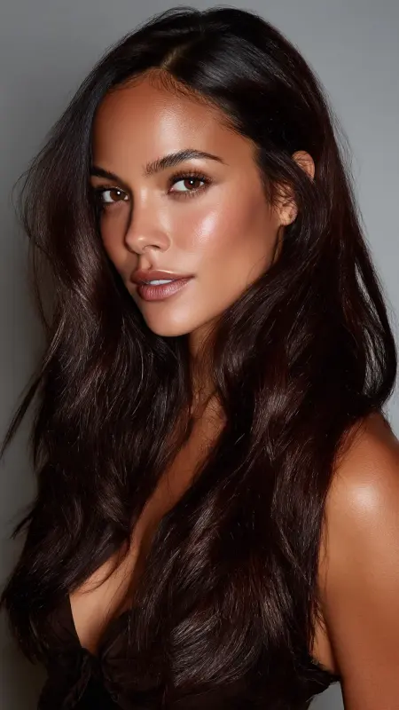 Dark Chocolate Brown with Blue Black Undertones - Hair color ideas for women in 30s