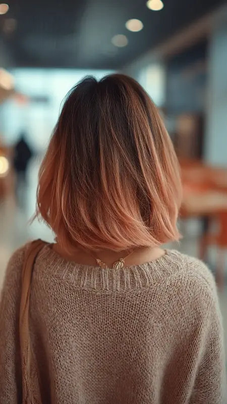 Dusty Rose Ombre on Lob Cut - Hair color ideas for students