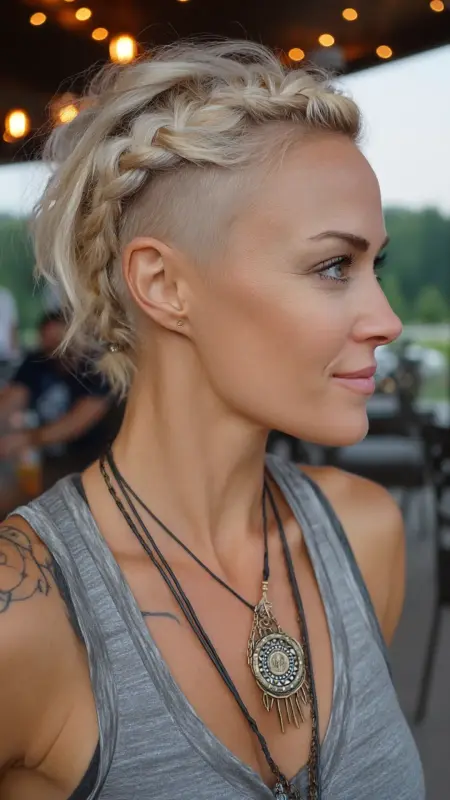 Fierce Platinum Waves: The Braided Undercut Revolution - Dyke Hair