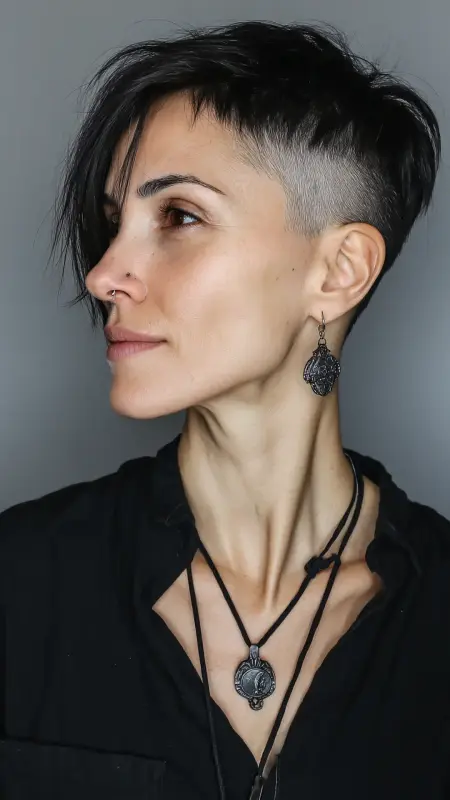 Daring Noir Textured Crop - Dyke Hair