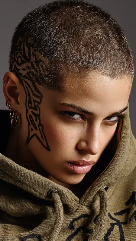 Tribal Buzz Cut: A Fierce Expression - Dyke Hair