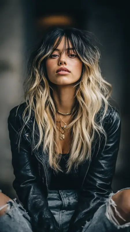 Edgy Blowout with Piecey Curtain Bangs - Blowout with curtain bangs