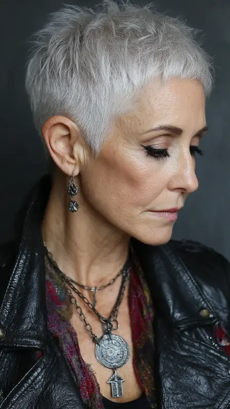 Edgy Undercut Pixie -  Pixie Cut Hairstyles For Older Women 