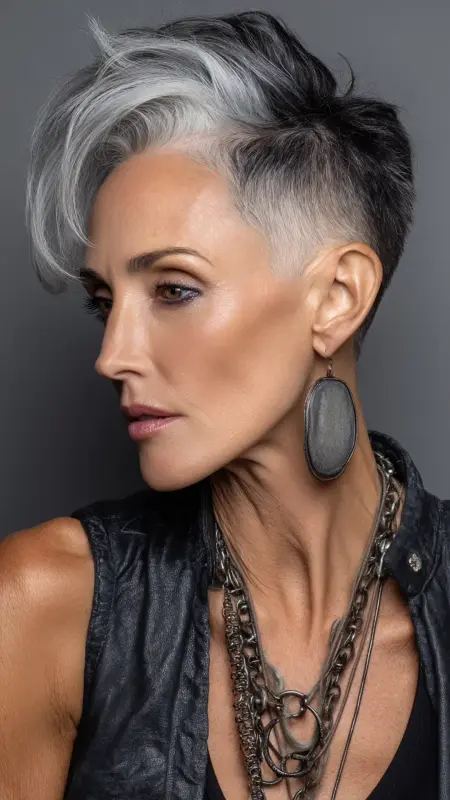 Edgy Undercut with Voluminous Top - Sassy hair older women