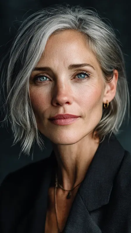 Elegant Blunt Lob -  medium length hair for women over 50 