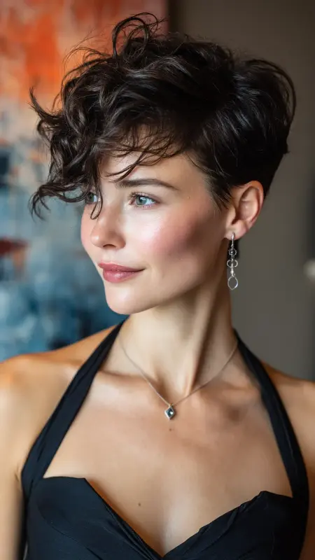 Elegant Permed Pixie with Micro Bangs - Permed pixie hairstyles
